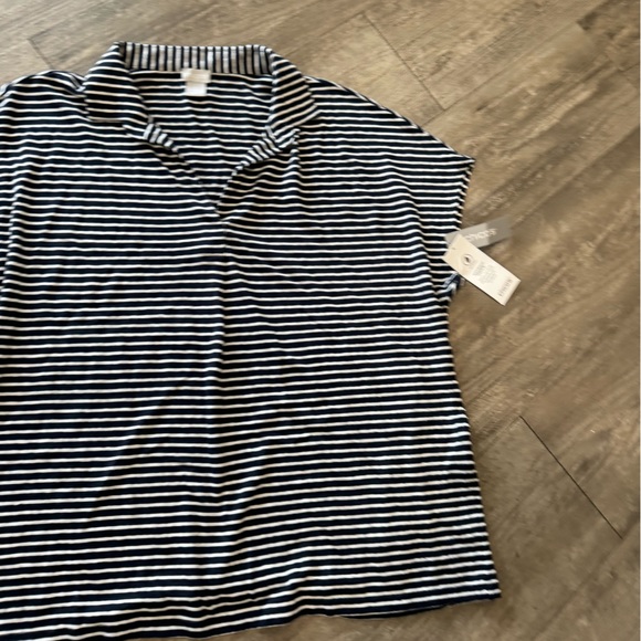 CHICO’S Linen striped Henley tee 🤍 - Picture 9 of 16